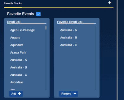 Favorite Tracks Preferences